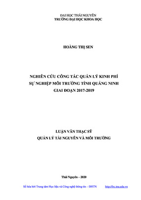 Nghiên Cứu Công Tác Quản Lý Kinh Phí Sự Nghiệp Môi Trường Tỉnh Quảng Ninh Giai Đoạn 2017-2019