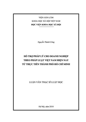 Hỗ Trợ Pháp Lý Cho Doanh Nghiệp Theo Pháp Luật Việt Nam Hiện Nay Từ Thực Tiễn Thành Phố Hồ Chí Minh