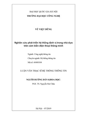 Nghiên Cứu Phát Triển Hệ Thống Định Vị Trong Nhà Dựa Trên Cảm Biến Điện Thoại Thông Minh