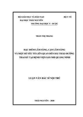 Đặc Điểm Lâm Sàng, Cận Lâm Sàng Và Một Số Yếu Tố Liên Quan Đến Đái Tháo Đường Thai Kỳ Tại Bệnh Viện Sản Nhi Quảng Ninh