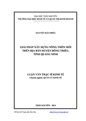 Giải Pháp Xây Dựng Nông Thôn Mới Trên Địa Bàn Huyện Đông Triều, Tỉnh Quảng Ninh