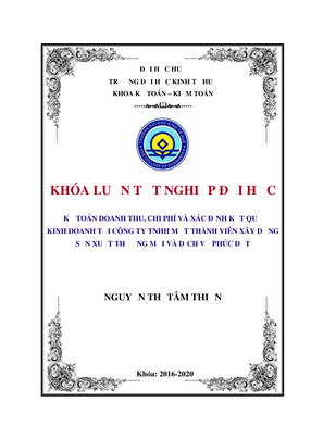 Kế Toán Doanh Thu, Chi Phí Và Xác Định Kết Quả Kinh Doanh Tại Công Ty Tnhh Mtv Xây Dựng Sản Xuất Thương Mại Và Dịch Vụ Phúc Đạt