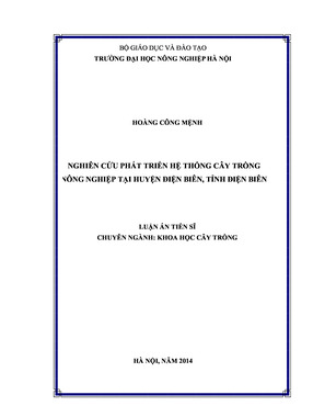 Nghiên Cứu Phát Triển Hệ Thống Cây Trồng Nông Nghiệp Tại Huyện Điện Biên Tỉnh Điện Biên