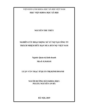 Nghiên Cứu Công Tác Xử Lý Nợ Tại Công Ty Tnhh Mua Bán Nợ Việt Nam