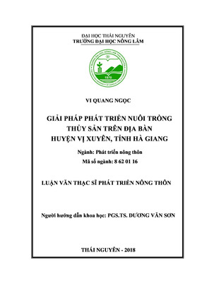 Giải Pháp Phát Triển Nuôi Trồng Thủy Sản Trên Địa Bàn Huyện Vị Xuyên, Tỉnh Hà Giang