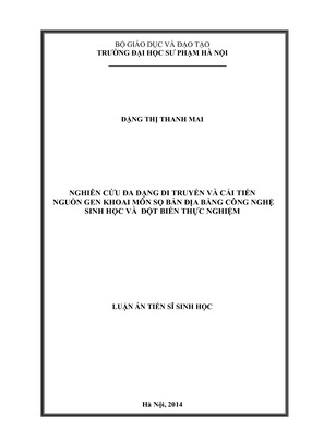 Nghiên Cứu Đa Dạng Di Truyền Và Cải Tiến Nguồn Gen Khoai Môn Sọ Bản Địa Bằng Công Nghệ Sinh Học Và Đột Biến Thực Nghiệm