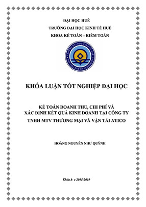 Kế Toán Doanh Thu, Chi Phí Và Xác Định Kết Quả Kinh Doanh Tại Công Ty Tnhh Mtv Thương Mại Và Vận Tải Atico