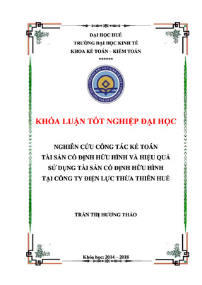 Nghiên Cứu Công Tác Kế Toán Tài Sản Cố Định Hữu Hình Và Hiệu Quả Sử Dụng Tài Sản Cố Định Hữu Hình Tại Công Ty Điện Lực Thừa Thiên Huế