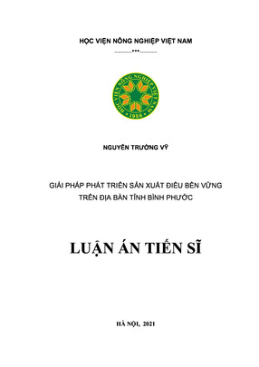 Giải Pháp Phát Triển Sản Xuất Điều Bền Vững Trên Địa Bàn Tỉnh Bình Phước