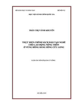 Thực Hiện Chính Sách Đào Tạo Nghề Cho Lao Động Nông Thôn Ở Vùng Đồng Bằng Sông Cửu Long