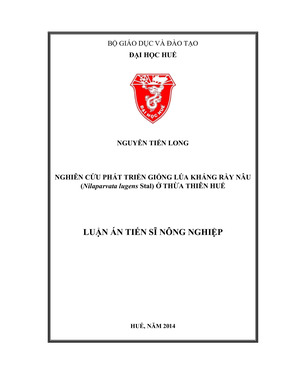 Nghiên Cứu Phát Triển Giống Lúa Kháng Rầy Nâu (Nilarpavata Lugens Stal) Ở Thừa Thiên Huế