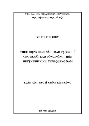 Thực Hiện Chính Sách Đào Tạo Nghề Cho Người Lao Động Nông Thôn Huyện Phú Ninh, Tỉnh Quảng Nam