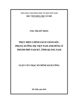 Thực Hiện Chính Sách Chăm Sóc, Phụng Dưỡng Mẹ Việt Nam Anh Hùng Ở Thành Phố Tam Kỳ, Tỉnh Quảng Nam