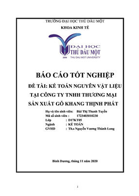 Kế Toán Nguyên Vật Liệu Tại Công Ty Tnhh Thương Mại Và Sản Xuất Gỗ Khang Thịnh Phát