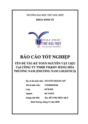 Kế Toán Nguyên Vật Liệu Tại Công Ty Tnhh Tm&Dv Hàng Hóa Phương Nam (Phương Nam Logistics)