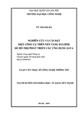 Nghiên Cứu Và Cài Đặt Một Công Cụ Trên Nền Tảng Eclipse Để Hỗ Trợ Phát Triển Các Ứng Dụng Java