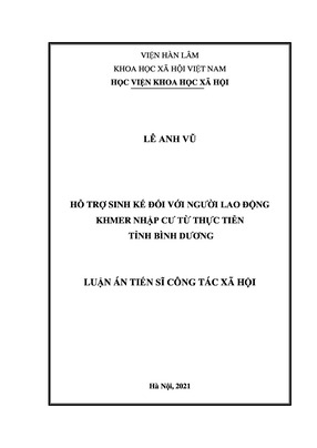 Hỗ Trợ Sinh Kế Đối Với Người Lao Động Khmer Từ Thực Tiễn Tỉnh Bình Dương