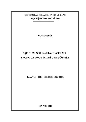 Đặc Điểm Ngữ Nghĩa Của Từ Ngữ Trong Ca Dao Tình Yêu Người Việt