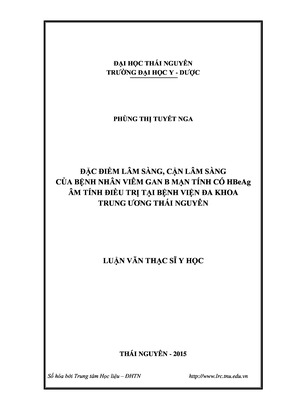 Đặc Điểm Lâm Sàng, Cận Lâm Sàng Của Bệnh Nhân Viêm Gan B Mạn Tính Có Hbeag Âm Tính Điều Trị Tại Bệnh Viện Đa Khoa Trung Ương Thái Nguyên