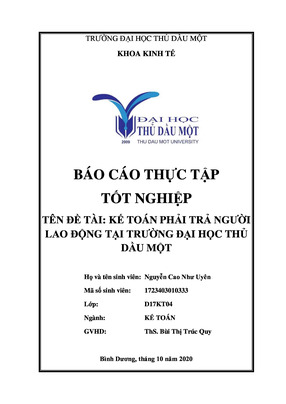 Kế Toán Phải Trả Người Lao Động Tại Trường Đại Học Thủ Dầu Một