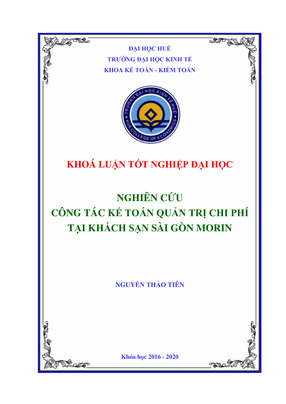 Nghiên Cứu Công Tác Kế Toán Quản Trị Chi Phí Tại Khách Sạn Sài Gòn Morin