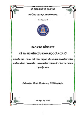 Nghiên Cứu Đánh Giá Tính Trọng Yếu Và Rủi Ro Kiểm Toán Nhằm Nâng Cao Chất Lượng Kiểm Toán Báo Cáo Tài Chính Tại Việt Nam