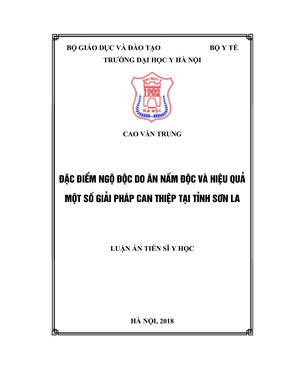 Đặc Điểm Ngộ Độc Do Ăn Nấm Độc Và Hiệu Quả Một Số Giải Pháp Can Thiệp Tại Tỉnh Sơn La