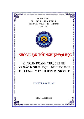 Kế Toán Doanh Thu, Chi Phí Và Xác Định Kết Quả Kinh Doanh Tại Công Ty Tnhh Mtv Rồng Việt