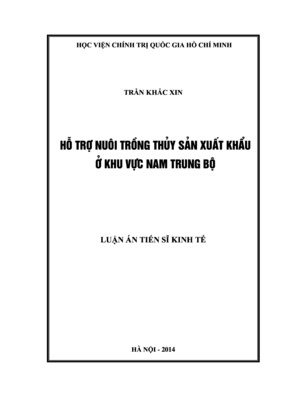 Hỗ Trợ Nuôi Trồng Thủy Sản Xuất Khẩu Ở Khu Vực Nam Trung Bộ