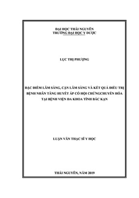 Đặc Điểm Lâm Sàng, Cận Lâm Sàng Và Kết Quả Điều Trị Bệnh Nhân Tăng Huyết Áp Có Hội Chứng Chuyển Hóa Tại Bệnh Viện Đa Khoa Tỉnh Bắc Kạn