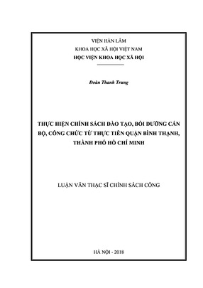 Thực Hiện Chính Sách Đào Tạo, Bồi Dưỡng Cán Bộ Công Chức Từ Thực Tiễn Quận Bình Thạnh, Thành Phố Hồ Chí Minh