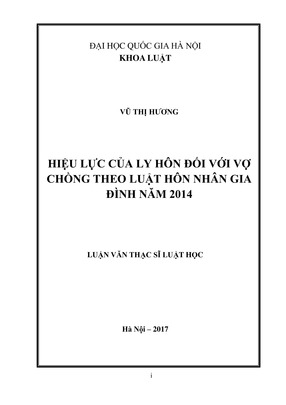 Hiệu Lực Của Ly Hôn Đối Với Vợ Chồng Theo Quy Điṇh Của Luật Hôn Nhân Và Gia Đình Năm 2014