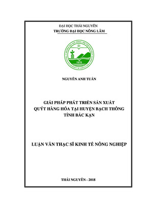 Giải Pháp Phát Triển Sản Phẩm Quýt Hàng Hóa Tại Huyện Bạch Thông, Tỉnh Bắc Kạn