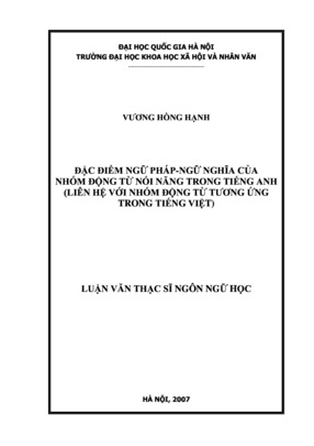 Đặc Điểm Ngữ Pháp-Ngữ Nghĩa Của Nhóm Động Từ Chỉ Hoạt Động Nói Năng Trong Tiếng Anh (Liên Hệ Nhóm Hoạt Động Tương Ứng Trong Tiếng Việt)