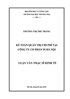 Kế Toán Quản Trị Chi Phí Tại Công Ty Cổ Phần In Hà Nội