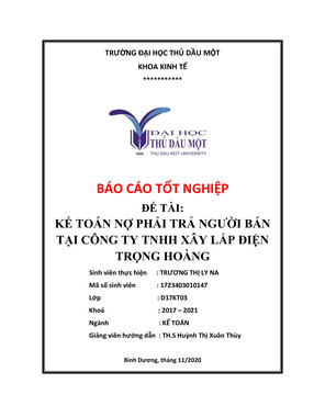 Kế Toán Nợ Phải Trả Người Bán Tại Công Ty Xây Lắp Điện Trọng Hoàng