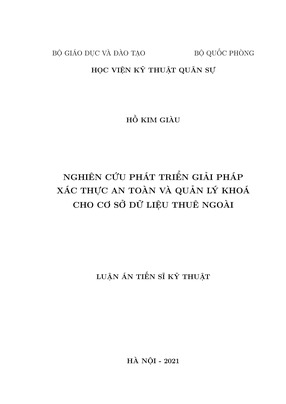 Nghiên Cứu Phát Triển Giải Pháp Xác Thực An Toàn Và Quản Lý Khoá Cho Cơ Sở Dữ Liệu Thuê Ngoài