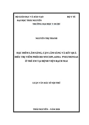 Đặc Điểm Lâm Sàng, Cận Lâm Sàng Và Kết Quả Điều Trị Viêm Phổi Do Mycoplasma Pneumoniae Ở Trẻ Em Tại Bệnh Viện Bạch Mai