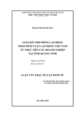 Giao Kết Hđlđ Theo Pháp Luật Lao Động Việt Nam Từ Thực Tiến Các Doanh Nghiệp Tại Tỉnh Quảng Ninh